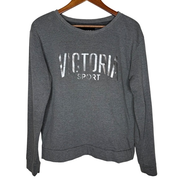 Victoria Sport Sweatshirt Cropped Pullover Long Sleeve Top Gray‎ Size M - Picture 1 of 7